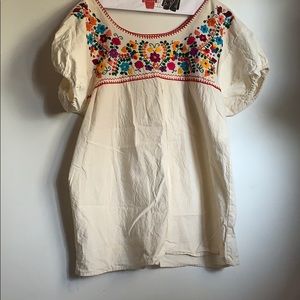 Authentic hand embroidered Mexican blouse